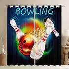 Bowling Party Curtains & Drapes Bowling Ball Curtains for Boys Girls,Rainbow Galaxy Blackout Curtains 84Wx90L Colorful Tie Dye Window Treatments Kids Teens Sports Themed Decor Window Curtains