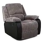 More4Homes POSTANA JUMBO CORD FABRIC RECLINER ARMCHAIR SOFA LOUNGE HOME RECLINING CHAIR (Grey)