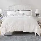 Bedsure Twin Duvet Cover- White Seersucker Stripe, 2 Pieces (1 Duvet Cover + 1 Pillow Sham), White - Ultra Soft Microfiber Duvet Covers with Zipper Closure, Corner Ties