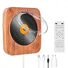 Lettore CD Portatile, lettore CD Bluetooth con doppio altoparlante stereo hi fi, lettore cd verticale con supporto verticale, cavo audio per porta AUX da 3,55 mm, telecomando (venatura del legno)