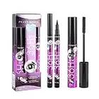 Hamaio Mascara Waterproof - Mascara Volume - Cils Volumineux, Ongue DuréE - Mascara Cils en Fibre De Soie 4D - Allongeant Durable Toute La Journée (Eyeliner+Mascara)