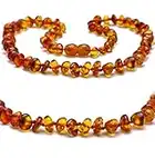 Baltic Amber Necklaces Handmade Beaded Necklace Genuine Stone Cognac Beads Gift Set for Girl Boy Men Mum Womens Necklace