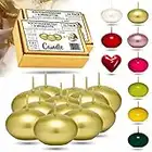 CANDLE HARMONY© Velas flotantes 24 PIEZAS Ø 40 mm con pétalos de rosa 100x GRATIS Colores festivos Vela flotante Cumpleaños Día de San Valentín Pascua Velas navideñas para Mujeres (Oro)