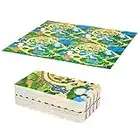 HOMCOM Tappeto Puzzle per Bambini 36 Pezzi con 24 Bordi, in Schiuma EVA Antiscivolo, Area Coperta 3.24㎡, Fantasia con Natura e Dinosauri