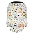 Terriboo Nursing Cover for Newborn Breastfeeding Multi Use Infant Stroller Canopy Unisex Baby Car Seat Cover High Chair Cover Shopping Cart Cover for Baby Boy and Girl (Zoo)