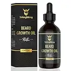 Striking Viking Beard Growth Oil with Biotin – Thickening and Conditioning Beard Oil - All Natural Beard Growth Serum Promotes Facial Hair Growth for Men, Sandalwood