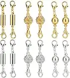 LUTER 12Pcs Locking Magnetic Jewelry Clasp Magnetic Lobster Clasp Necklace Clasps and Closures Bracelet Extender for Jewelry Making (Gold and Silver)