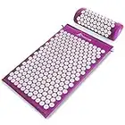 ProSource Acupressure Mat and Pillow Set for Back/Neck Pain Relief and Muscle Relaxation, Purple