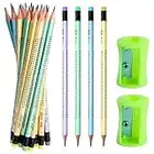 24 PCS HB Pencils Wood Pencil with Eraser HB Graphite Pencils Professional Drawing Pencils with 2 Pencil Sharpener for Student Kid Writhing Drawing Sketching