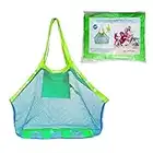 COOLGOEU Grande Bolsa de Playa de Malla para al Aire Libre Natación Piscina Viajes Toallas Juguetes Aléjate de la Arena y el Agua,Organizador de Bolso Tote Plegable para Niños Día de la Familia