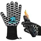 MLMLANT BBQ Cooking Grill Gloves, 1472℉/800℃ Extreme Heat Resistant Gloves, EN407 Certified, Non-Slip & Premium Insulated Outdoor Kitchen Oven Mitts for Baking Cooking Cutting Welding -1 Pair (L)