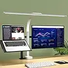 Lámpara Escritorio LED con abrazadera, Lámpara de Mesa LED 24W, 5 modos de color + 5 niveles de brillo ajustables, cuello de cisne ajustable para arquitectos, oficina en casa, trabajo de lectura