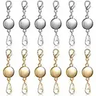 12 Pieces Locking Magnetic Jewelry Clasp Round Necklace Clasp Closures Bracelet Extender for Jewelry Making (Gold, Silver)