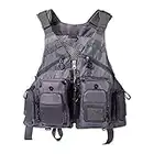 Lightbare mens Fly Fishing Vest Pack Pockets Photography Outdoor Coat, Grey, One Size, Grey, One Size