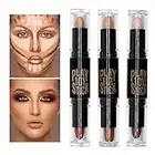 Concealer, Correcteur Stick de contouring, Bâton Surligneur, double tête Correcteur Stick de contouring, Contour Facile à appliquer mise en évidence de bâton Maquillage, Texture Crémeuse (3pcs)