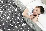 viceroy bedding Weighted Blanket for Children Kids Autism Anxiety - 100% Cotton with Sensory Soft Minky Dot Reverse Side - Heavy Weight Blanket for Sleep Therapy (Stars Grey, 100cm x 155cm, 3.2kg)