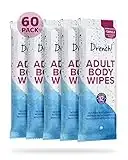 Drench! Lingettes Nettoyantes Corps Adultes et Personnes Agées - Gel Douche Sans Rinçage - Passent au Micro-onde pour Douche sans Eau - Lot de 5