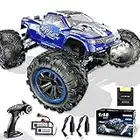 Soyee RC Cars 1:10 Scale RTR 46km/h High Speed Remote Control Car All Terrain Hobby Grade 4WD Off-Road Waterproof Monster Truck Electric Toys for Kids and Adults -1600mAh x2 Batteries