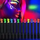 12 Color Glow in The Black Light Body Face Paint for Kids Adult, UV Black Light Glow Crayons Neon Fluorescent Face Painting Makeup Kit for Birthday Party Halloween Masquerade Glow Party Makeup