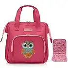 HappyVk- Baby Doll Diaper Bag with Doll Changing Pad- Owl Embroidery Pink