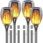 LazyBuddy Solar Torch Light with Flickering Flame, 96LED 43" Solar Fire Lights Outdoor, Super Bright Super Large Halloween Christmas Landscape Decoration TIki Torches for Garden Pathway Lawn (4 Pack)