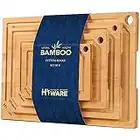 Hiware 4-Piece Bamboo Cutting Boards Set for Kitchen, Heavy Duty Cutting Board with Juice Groove, Bamboo Chopping Board Set for Meat, Vegetables - Pre Oiled, Extra Large