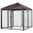 PawHut Dog Kennel Outdoor Dog Playpen with Water-Resistant Cover, Steel Exercise Pen for Dogs with Chain Link Fence, Lockable Door, 4.6' x 4.6' x 5'