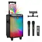 Karaoke Maschine Lautsprecher, TONOR PA Anlage mit 2 Mikrofonnen Bluetooth, Microphone Karaoke Box Gerät mit Funkmikrofon Musikbox PA-System mit Discokugel für Zuhause/Draußen/Erwachsene/Kinder K20