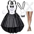 Wannsee Classic Fancy Bunny Girl Tuxedo Style Black Dress Cosplay costume Tail Ears Stockings Gloves set(L)