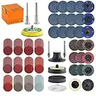 Tshya VPS27001 270Pack 2inch Sanding Discs Pad Variety Kit for Drill Grinder Rotary Tools Die Grinder Accessories with 1/8 inch&1/4 inch Shank Backer Plate, Sanding Pads Includes 36-3000 Grit,Blue