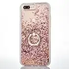 iPhone 7 Plus / iPhone 8 Plus Case [With Tempered Glass Screen Protector],Mo-Beauty Flowing Liquid Floating Bling Shiny Sparkle Glitter Case Cover For Apple iPhone 7/8 Plus (Rose gold)