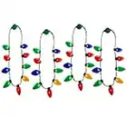 Windy City Novelties 4 Pack LED Light Up Christmas Bulb Necklace Party Favors