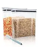 FreshKeeper Cereal Containers Storage Set, Airtight Food Storage Container with Lid 4L/135.2oz, 2PCS BPA-FREE Plastic Pantry Organization Canisters for Rice Cereal Flour Sugar Dry Food in Kitchen…