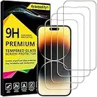 4youquality [4-Pack[Full Coverage] Screen Protector for iPhone 14 Pro (6.1-Inch), Tempered Glass Film, [LifetimeWarranty][Impact-Protection][Anti-Shatter][Anti-Scratch]