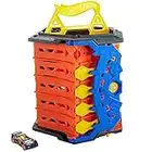 Hot Wheels- Pista Srotolabile Super Discesa, Bauletto si Trasforma in Pista a 5 Corsie, Include 1 Macchinina in Scala 1:64, Imballaggio Sostenibile, Giocattolo per Bambini 4-10 Anni, HGK41