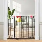 Syvio Baby Gate for Stairs and Door Ways, Dog Gates for The House 29" to 39" with Auto-Close, Pet Gate for Indoor with Wall Protectors and Extenders, No Drilling (Black)