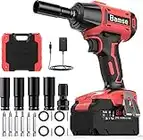 Bamse Cordless Impact Wrench Brushless, Power Impact Gun 21V, 1/2 Inch, 4.0Ah Battery, 3100RPM & Max Torque 550N.m with 4 Impact Sockets, 6 Screwdriver Bits, 1 Hex Adapter for Car