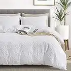 Maple&Stone Tufted Duvet Cover Queen Size White - Boho Textured Bedding Set for All Seasons 3 Pieces - Soft and Lightweight Duvet Cover Set with Zipper Closure (90"x90")