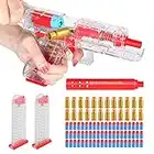 Shell Ejection Toy Gun with Magazine Soft Foam Pistol for Kids Clear Transparent White