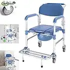 AILSAYA 4 In 1 Commode Chair/with Wheeled Toilet Chair/wheelchair Shower Transport Chair/bathroom Bath Stool, 4 Wheel Brakes(360°)/foldable Mobile Toilet Elderly Disabled Person 250lb Obesity