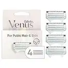 Gillette Venus for Bikini Pubic Hair and Skin, Womens Razors, 4 Razor Blade Refills for Intimate Grooming, Pink