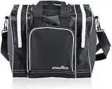 Athletico Bowling Bag for Single Ball - Single Ball Tote Bag With Padded Ball Holder - Fits a Single Pair of Bowling Shoes Up to Mens Size 14 (Black)