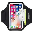 HAISSKY Sportarmband Mit Kopfhörer Tasche Sportarmband Handytasche Sport für iPhone 14 Pro Max/13 Pro/12/11 Pro/XR/X/8 Plus, Huawei P50 Pro/P40 Pro/Mate 50 Xiaomi, Galaxy Handyhülle Running Armband