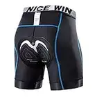 NICEWIN Mens 4D Padded Bike Shorts Anti-slip Leg Cycling Underwear Wide WaistBand Biking Bicycle Motorcycle Underpants, Blue, X-Large