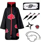 Antsparty Uchiha Itachi Cloak Anime Cosplay Costume Uchiha Itachi Robe, Anime Cosplay Cloak/Headband/Ring/Necklace/, Black Cloak Halloween Cosplay Costume for Adults kids (S)