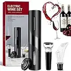 Abridor de vino 4 en 1 Juego, sacacorchos eléctrico Portátil, set sacacorchos electrico, con cortador de papel de aluminio, Tapón de Vino Silicona de Vacío y Vertedor de Vino