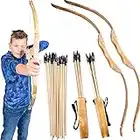 Island Genius Classic Wooden Bow and Arrow Archery Set Outdoor Games Toys and Gifts for Kids Boys and Girls - 2 Bows, 2 quivers and 20 Arrows