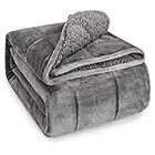 Sivio Sherpa Fleece Weighted Blanket for Adult, 15 lbs Heavy Fuzzy Throw Blanket with Soft Plush Flannel, Reversible Twin-Size Super Soft Extra Warm Cozy Fluffy Blanket, 48x72 Inches Dual Sided Grey