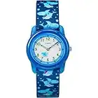 Timex Boys TW7C13500 Time Machines Blue Sharks Elastic Fabric Strap Watch