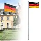 LZQ Mástil de aluminio de 6,50 m, incluye bandera de Alemania, mástil de cuerda y casquillo, mástil de bandera de aluminio, 5 alturas diferentes